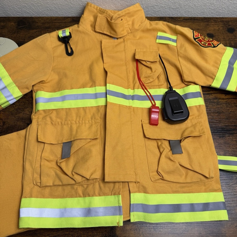 Teetot Firefighter Costume Kids Size 5-6 Fire Dept Dress Up Set Helmet Axe - Picture 13 of 16